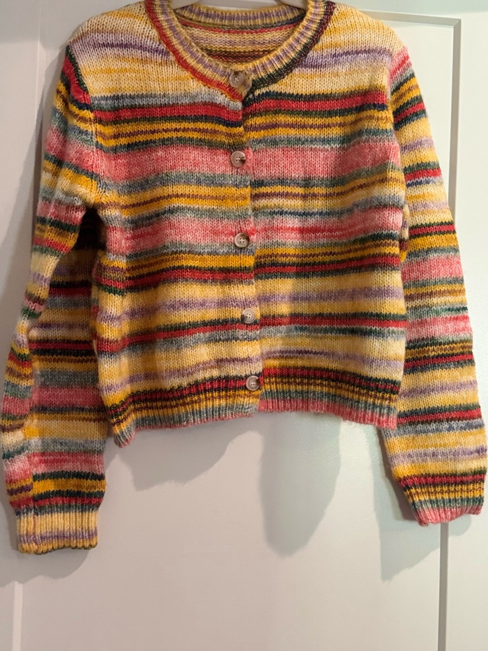 Striped Multicolor Cropped Cardigan Sweater